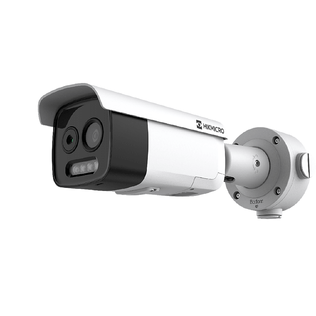 HIKMICRO Cámara Bala IP Térmica y Óptica Dual / Análisis de Video (VCA 3.0) para Protección Perimetral / Detección Térmica de Incendios y Humos / Medición de Temperatura -20°C a 150°C - HIKVISION HM-TD2618-10-G0-T1A