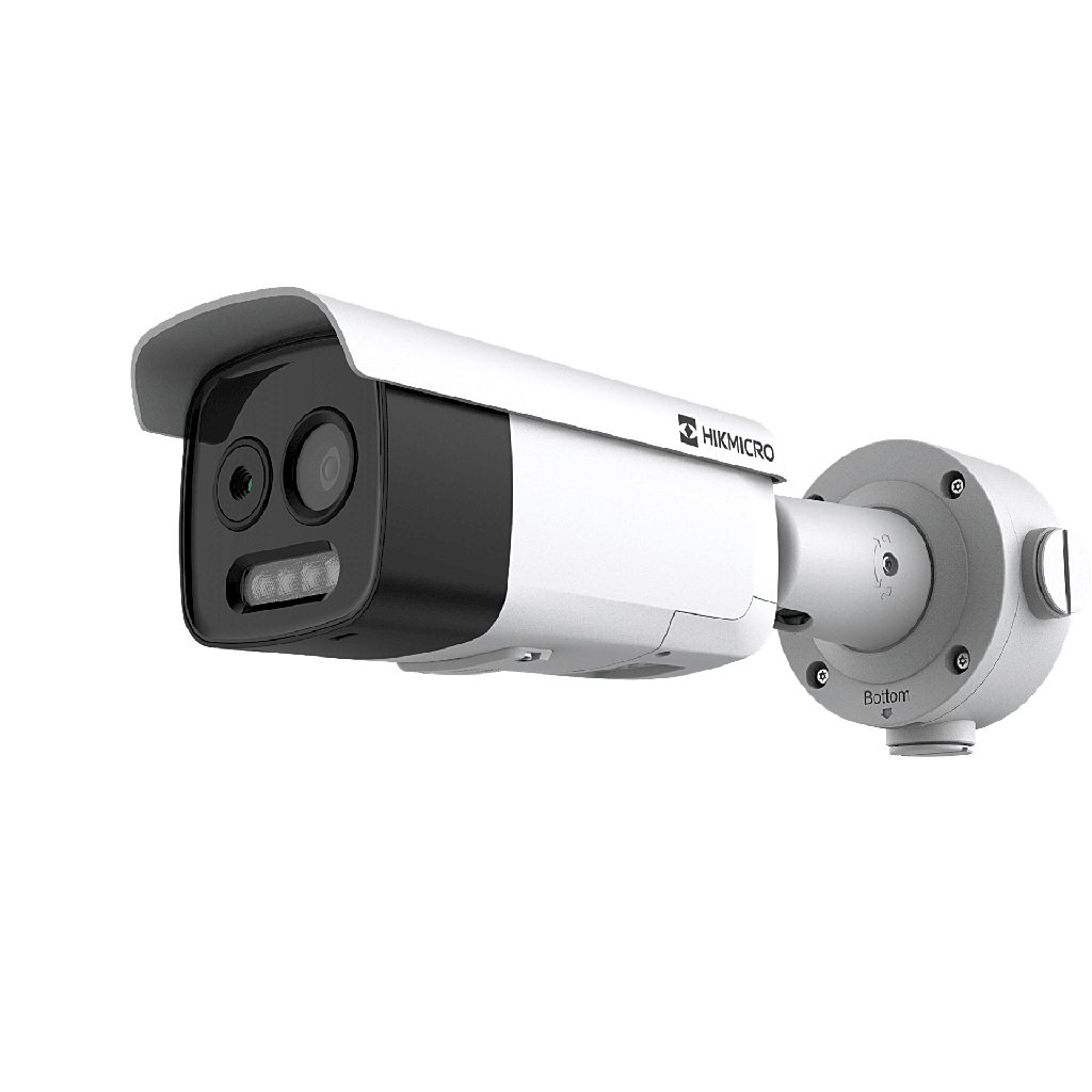 HIKMICRO Cámara Bala IP Dual Térmica y Óptica / Análisis de Video con GUANLAN AI / Detección Térmica de Incendios y Humos / Medición de Temperatura -20°C a 150°C / Térmica 256 x 192 / - HIKVISION HM-TD2628-3-G1-T3A