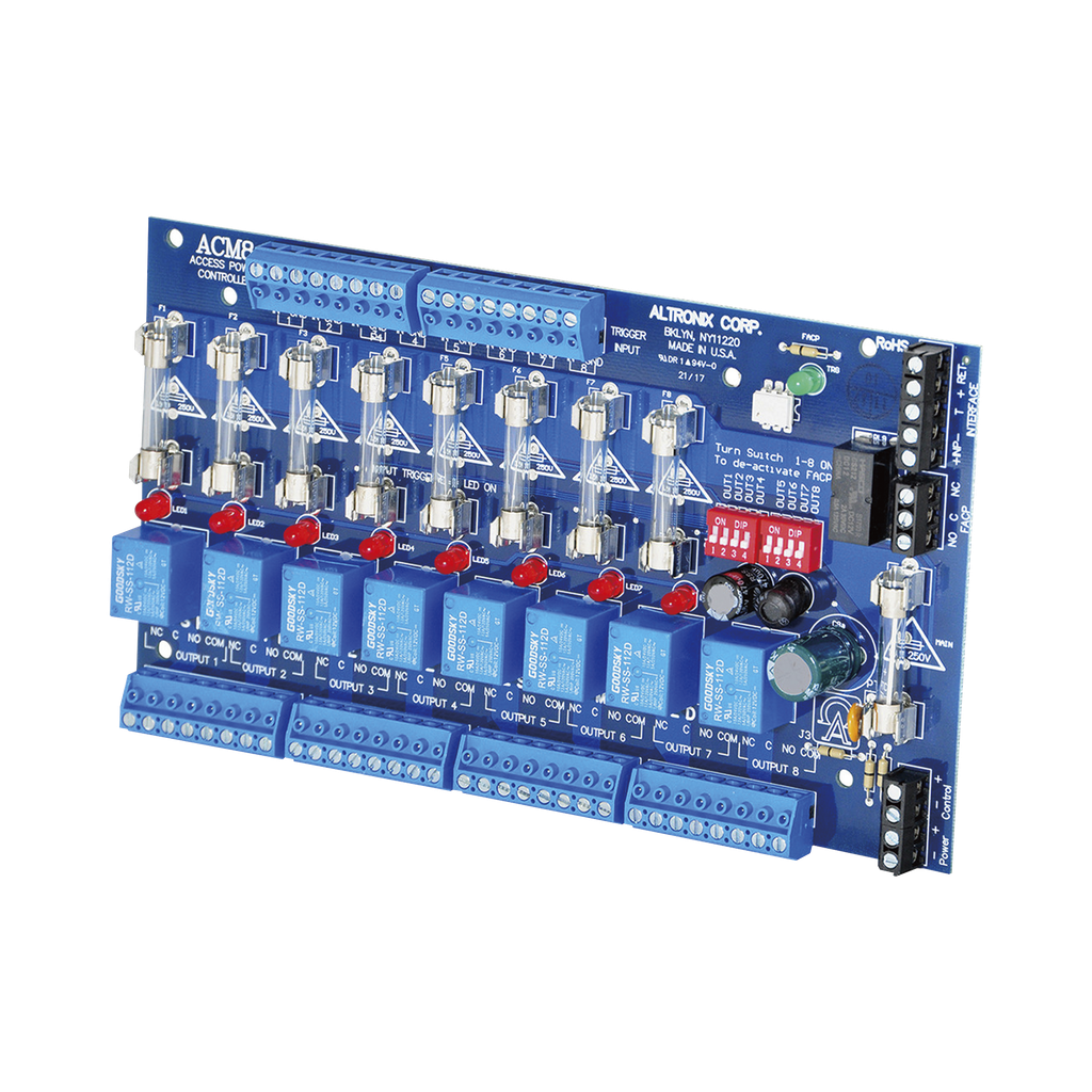 Tarjeta de control / 8 entradas @ 8 salidas / Requiere alimentación de 12 a 24 Vcd - ALTRONIX ACM8