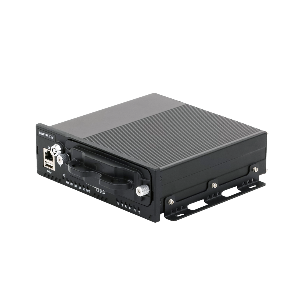 NVR Móvil de 4 Canales de 2 Megapixel / 4 PoE + 4 vía Switch Extendible / 2 Bahías de Disco Duro / Incluye Modulo GPS / conector RJ45 - HIKVISION AE-MN5043(RJ45)