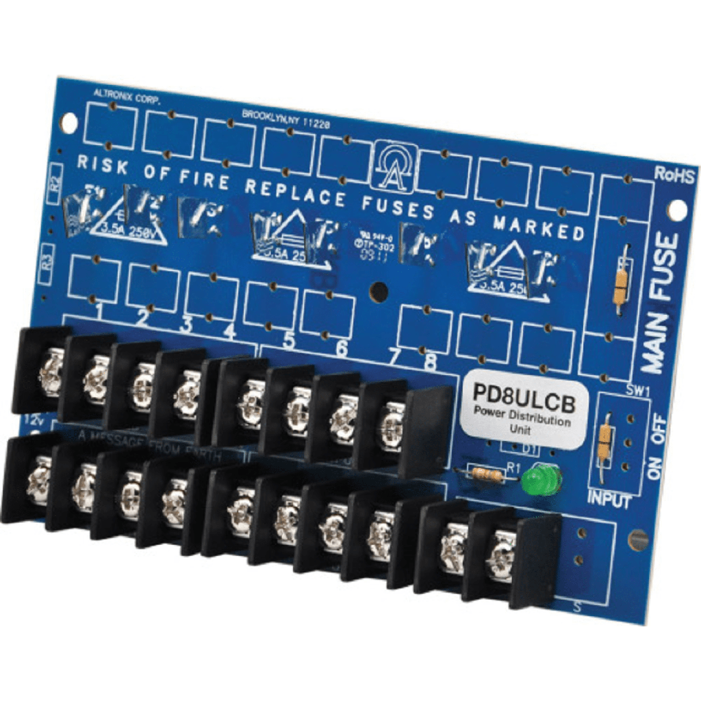 [PD8ULCB] Módulo de Distribución de Energía UL PD8ULCB / 8 Salidas Clase 2 PTC Protegidas / Entrada 12-24VDC o 24-28VAC / Auto-resetable / Montaje Incluido / Garantía de Por Vida - ALTRONIX PD8ULCB
