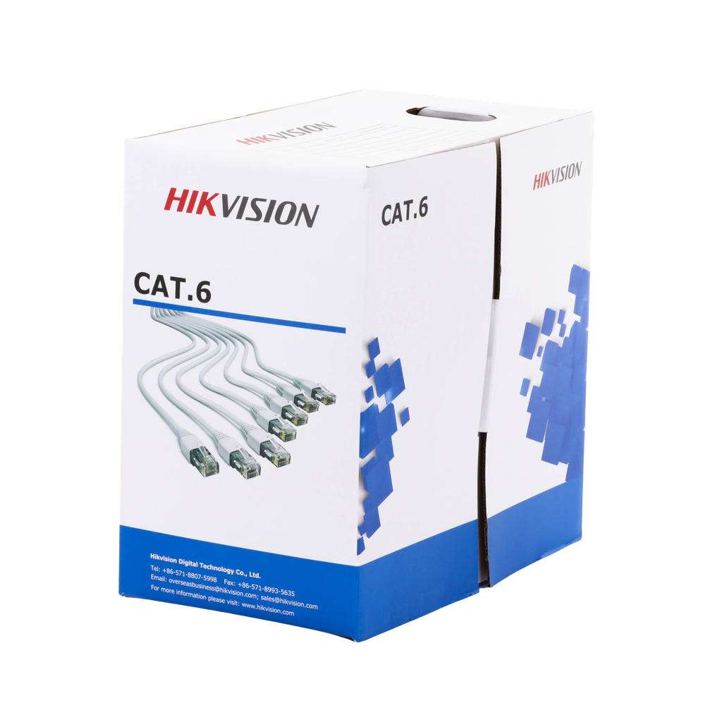 Bobina de Cable de 305 Metros (1000 Pies) Cat 6 / 100% Cobre / Color Blanco / Uso en Interior / PVC - HIKVISION DS-1LN6-UE-W