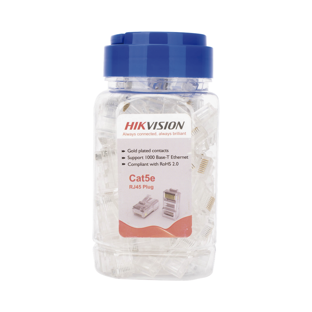 Bote con 100 Piezas de Plug Modular RJ45 / Cat 5e / Chapado en Oro a 30 Micras / Sin Blindaje / F·cil Instalacion / Uso Interior / Soporta Norma TIA-568B / Cumple con RoHS 2.0